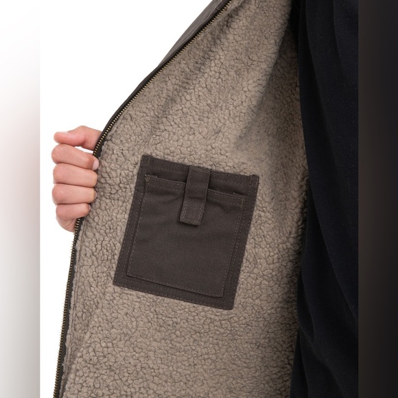 BERNE Sherpa-Lined Softstone Duck Hooded Jacket - Color Bark- Youth Medium - Picture 3 of 3